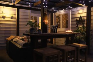 Rural Massage, Ohaupo, Near Hamilton, Accommodation deck bar at night